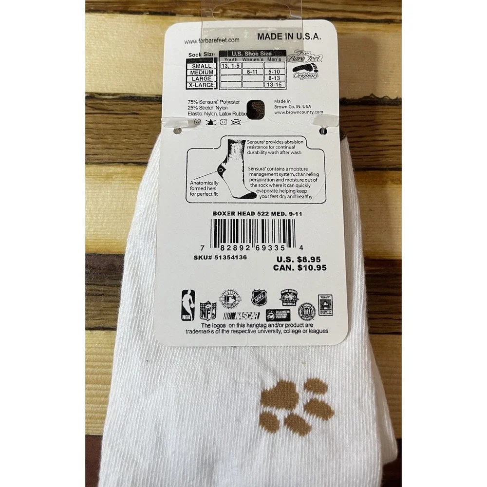Boxer Dog Crew Socks From Foozys Canine Collection One Pair Size Medium NWT